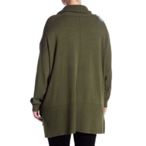 CABLE & GAUGE Cowl Neck Sweater Gray Flecked Speckled Hi-Lo Hem Tunic Sweater L - Picture 4 of 14